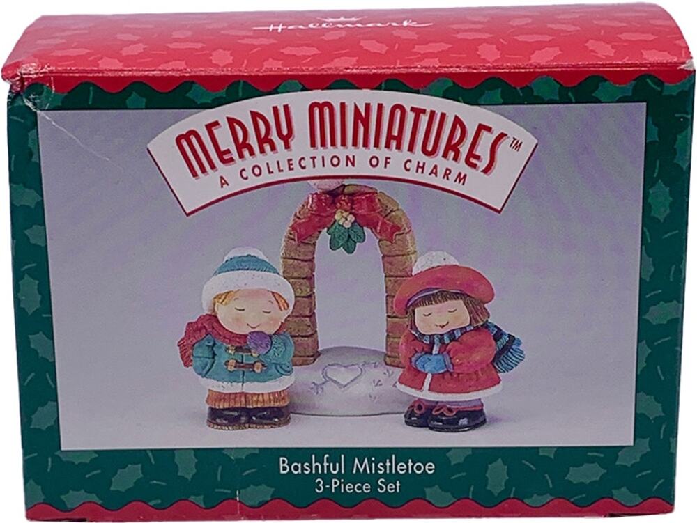 1996 Hallmark Merry Miniatures Bashful Mistletoe Premiere Event Ornament Set